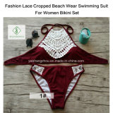 Fashion Lace Cropped Beach Wear Swimming Suit for Women Bikini Set