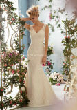 Ivory Sleeveless Lace Bridal Gown Sweep Train Wedding Dress