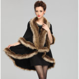 Women Fashion Acrylic Knitted Faux Fur Winter Shawl (YKY4459)