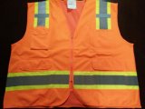 Safety Vest Flu Orange with Reflective Caution Band