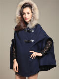 Fashion Women's Batwing Wool Poncho Jacket (50031-1)