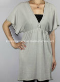 Women Knitted V Neck Long Sleeve Dress (11SS-066)
