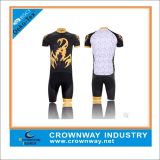 Black Polyester and Spandex Cycling Jersey for Men