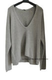 100%Cashmere Deep Vee Neck Pullover Knit Ladies Sweater