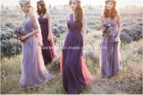 Universal Evening Prom Party Gowns Purple Chiffon Bridesmaid Dresses Z4027