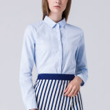 Women Classic Shirts Fold-Over Collar Buttoned Down Long Sleeves Shirt