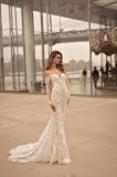 off-Shoulder Lace Long Sleeve Mermaid Evening Wedding Dress