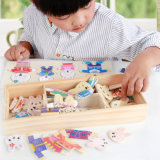 Baby Wooden Puzzles Rabbit Family Dress up Puzzle Games Educational Toys for Children Kids