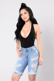 Ladies Sexy V Neck Crop Tops with Long Sleeve Rope Crop Tops