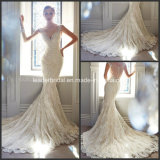 Lace Bridal Gowns Beaded Sleeveless Mermaid Wedding Dress Gown W14215