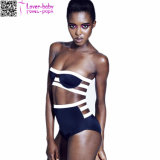 Bold Black and White Strappy Swimsuit L32602