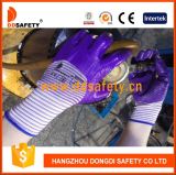 Ddsafety 2017 13 Gauge Zebra Purple Mixed White Nylon Liner Purple Nitrile 3/4 Coating Gloves