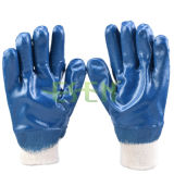 Cotton Jersey Shell Nitrile Coated Safety Work Gloves (D15-Y1)