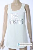 Lady's Loose Fit Tank Top with Silver Printing (BG-T129)