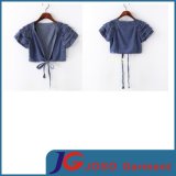 Short Sleeves Dark Blue Fashion Girls Denim Skirt Coat (JC4105)