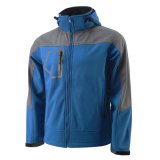 Unisex Custom Blue Embroidered Softshell Jacket with Hoodie