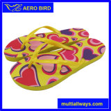 Solid Color Sole PE Slippers with Loving Printing for Lady