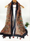 100%Cotton Voile Seattle Print Fringed Scarf