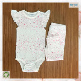 Lace Design Children Clothes White with Water Prinitng Baby Suit