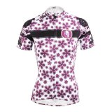 Natural Style Violet Flowers Dotted Women's Cycling Jerseys Short Sleeve Cycling Shirts Breathable Sport Outdoor Invisible Full-Zip