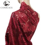 Wine Red African Tulle Lace Fabrics for Party