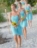 New Wholesale Price Light Chiffon Ice Blue Bridesmaid Dress