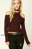 Women Long Knitted Turtleneck Clothes That Show a Shoulder (W18-340)