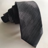 Custom Logo Tie Polyester Silk with Small End Logo Necktie (L054)