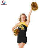New Fashion Customized Printing Cheer Black and Yellow Colorful Mess Cheerleading Uniform Youth