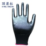 Black Polyester Waterproof Safety Gloves with Black Nitrile Coated