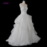 Sweetheart Beaded Rouched Bodice Multi-Layers Skirt Organza Bridal Dress