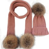 Chinese Fur Snood Scarfs with Real Raccoon Fur Pompoms