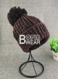 Custom Handmade Plain Color POM Knitted Beanie Hat with Bobble