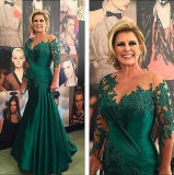 Green Celebrity Gowns Mother's Dresses Short Sleeves Lace Evening Dress Z621