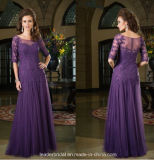 3/4 Sleeves Mother Wedding Dress Lace Purple Mother's Evening Prom Dresses Z20163