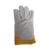 Yellow Leather Working Gloves Full Palm Cow Split Leather Welding Gloves