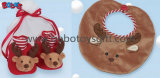 Plush Reindeer Baby Booties and Bib Gift Set Bows1111