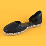 Fashion Ladies Woven Black Closed Toe Espadrilles Sandals
