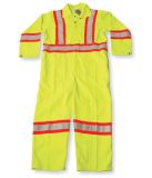 Lime Green Polyester/Cotton Coverall with Reflective Tape