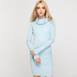 2017 New Design Women's Turtleneck Long Sweater Knitting Dress