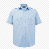 White Sky Blue Uniform Pilot Shirt with Epaulets