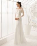 Long Sleeve Lace A Line Evening Dress Bridal Gown Wedding Dress (RS022)
