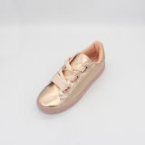 New Fashion Sweet Pink Color PU Upper Sports Shoes for Young Nice Girl