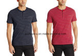 Custom Crew Neck Stripe Cotton T-Shirt with Pocket Design