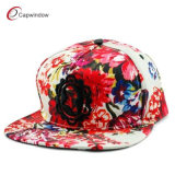 Red Peony Flower Printing Custom Strapback Hats with 3D Embroidery