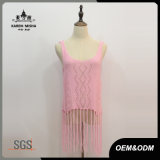 Women Pink Fringe Knit Tops