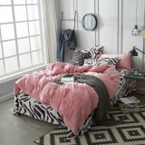 Plain Pink Solid Plush Bedding Set Embossed Flannel Bedding
