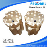 Thread Button Bits, T51-127mm, 16buttons, Retrac Skirt