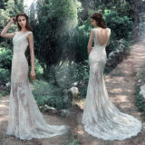 Sleeveless V-Back Bridal Dress Mermaid Lace Wedding Gown Lb1812