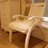 Square Stuffed Long Wool Sheepskin Chair Cushion in White